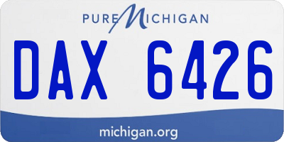 MI license plate DAX6426