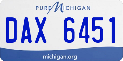 MI license plate DAX6451