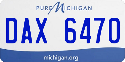MI license plate DAX6470