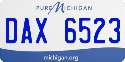 MI license plate DAX6523