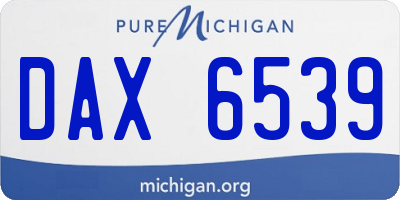 MI license plate DAX6539