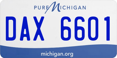 MI license plate DAX6601