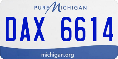 MI license plate DAX6614
