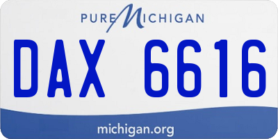 MI license plate DAX6616