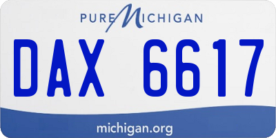MI license plate DAX6617