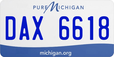 MI license plate DAX6618