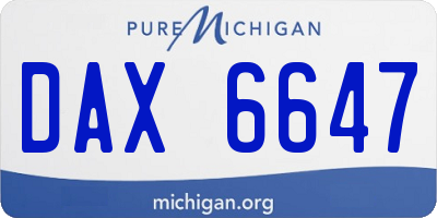 MI license plate DAX6647