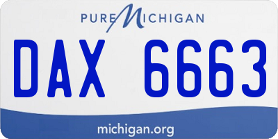MI license plate DAX6663