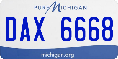 MI license plate DAX6668