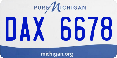 MI license plate DAX6678