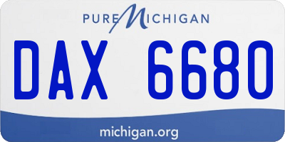 MI license plate DAX6680