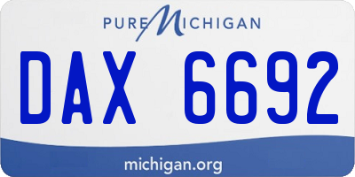 MI license plate DAX6692