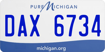 MI license plate DAX6734
