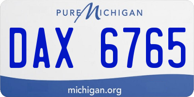 MI license plate DAX6765