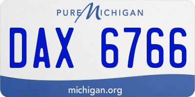 MI license plate DAX6766