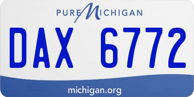 MI license plate DAX6772