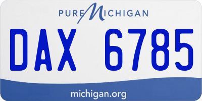 MI license plate DAX6785
