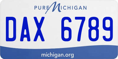 MI license plate DAX6789