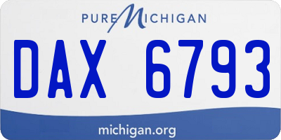 MI license plate DAX6793