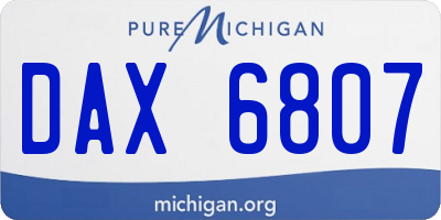 MI license plate DAX6807