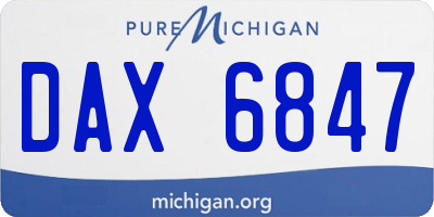 MI license plate DAX6847