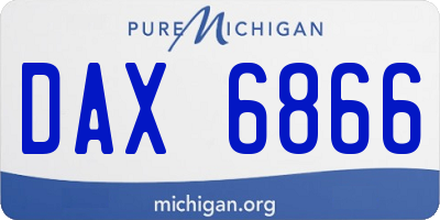 MI license plate DAX6866