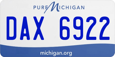 MI license plate DAX6922