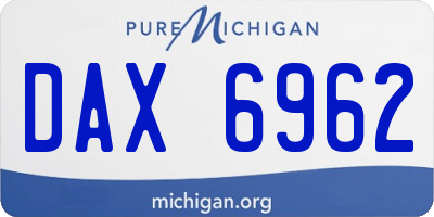 MI license plate DAX6962