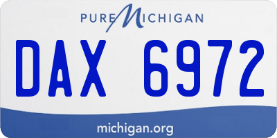 MI license plate DAX6972