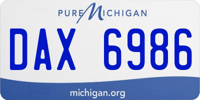MI license plate DAX6986