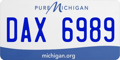 MI license plate DAX6989