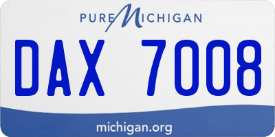 MI license plate DAX7008