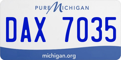 MI license plate DAX7035