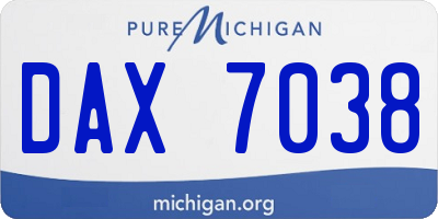 MI license plate DAX7038