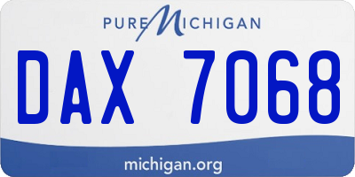 MI license plate DAX7068