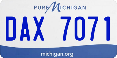 MI license plate DAX7071