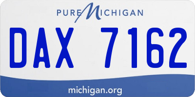 MI license plate DAX7162