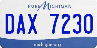 MI license plate DAX7230