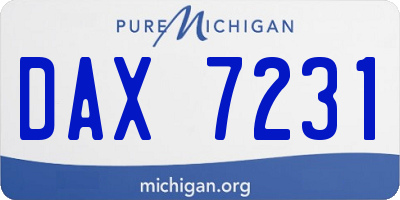 MI license plate DAX7231