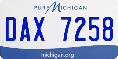 MI license plate DAX7258
