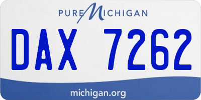 MI license plate DAX7262