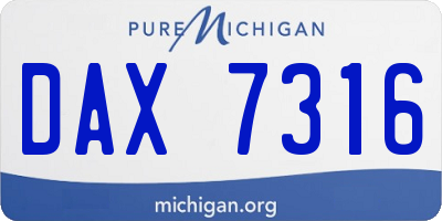 MI license plate DAX7316