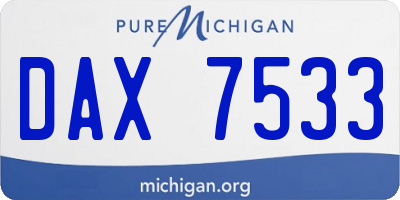 MI license plate DAX7533