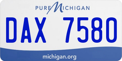 MI license plate DAX7580