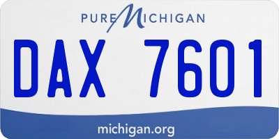 MI license plate DAX7601