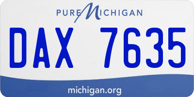 MI license plate DAX7635