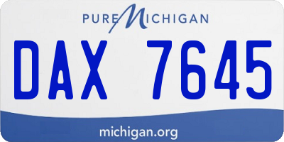 MI license plate DAX7645