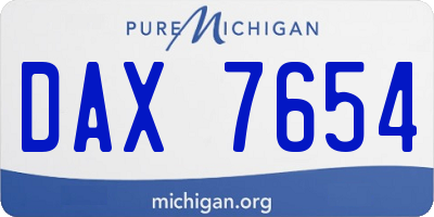 MI license plate DAX7654