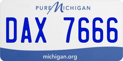MI license plate DAX7666