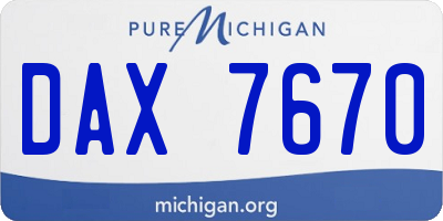 MI license plate DAX7670